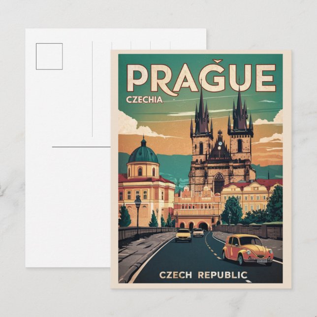 Postal castillo vintage viaje prague república checa rega (Anverso / Reverso)