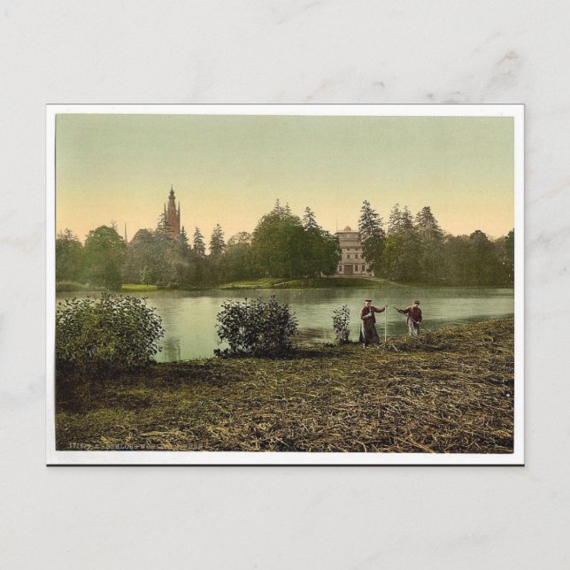 Postal Castillo y lago de Worlitz, parque de Worlitz, Anh (Anverso)