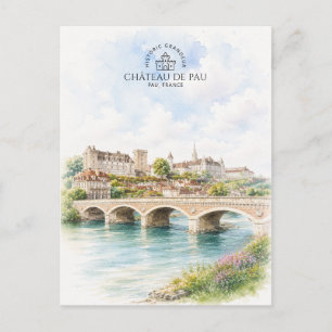 Postal Castillo y puente de Château de Pau – Francia