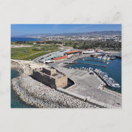 Postal Castillo y puerto de Pafos con faro