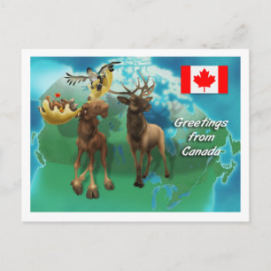 Postal Castor de alce y ganso canadiense