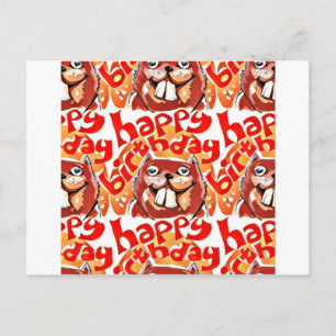 Postal castor feliz cumpleaños estilo personalizado ilust