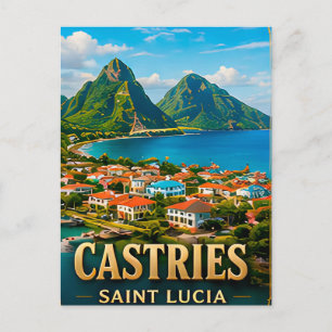 Postal Castries Santa Lucía Caribe Souvenir de Viaje