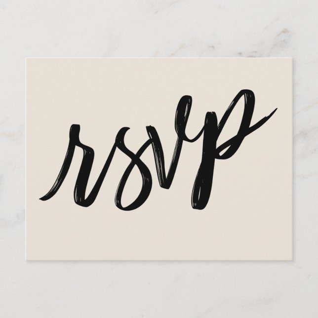 Postal Casual Bold Handwriting Elegante Cream RSVP (Anverso)
