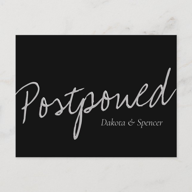 Postal Casual Script | Boda Gris negro pospuesto (Anverso)