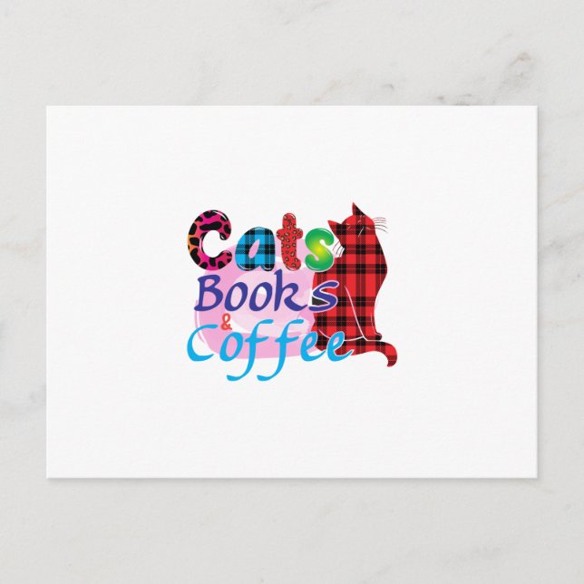 Postal Cat Art Cats Libros Café_2 (Anverso)