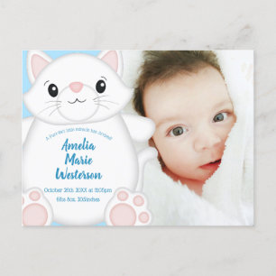 Postal Cat Baby Shower Kitty Blue