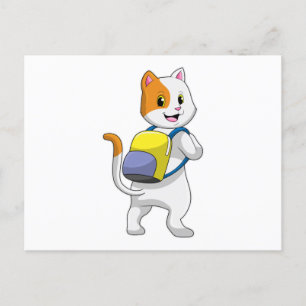 Postal Cat como excursionista con mochila