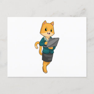 Postal Cat como secretario con portátil