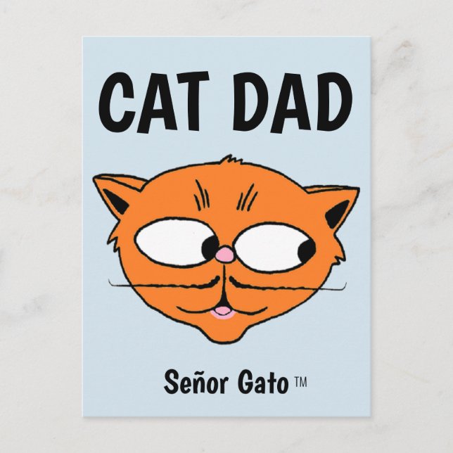 Postal "CAT DAD" Señor Gato Mustache Cat (Anverso)