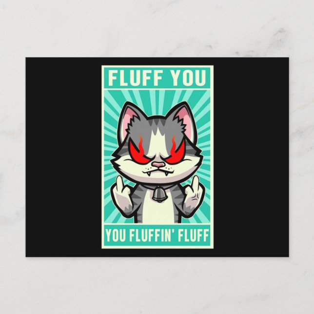 Postal Cat Fluff You Middle Finger Kitten Kitty Mascota G (Anverso)