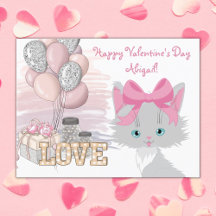 Cat Happy Valentine's Day Cute Kids Kitten