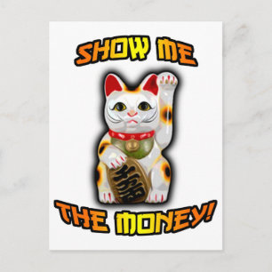 Postal CAT JAPONÉS Maneki Neko del dinero