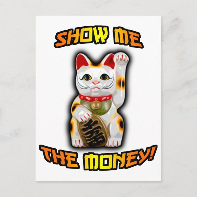 Postal CAT JAPONÉS Maneki Neko del dinero (Anverso)
