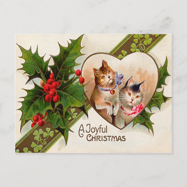 Postal Cat Kitten Heart Shamrock Holly (Anverso)