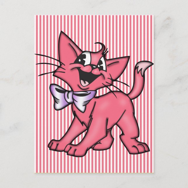 Postal Cat Kitten, Personalizado Rosa (Anverso)