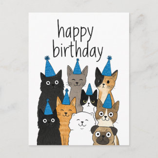 Postal Cat Lover Cards - Cat Party Birthday Card