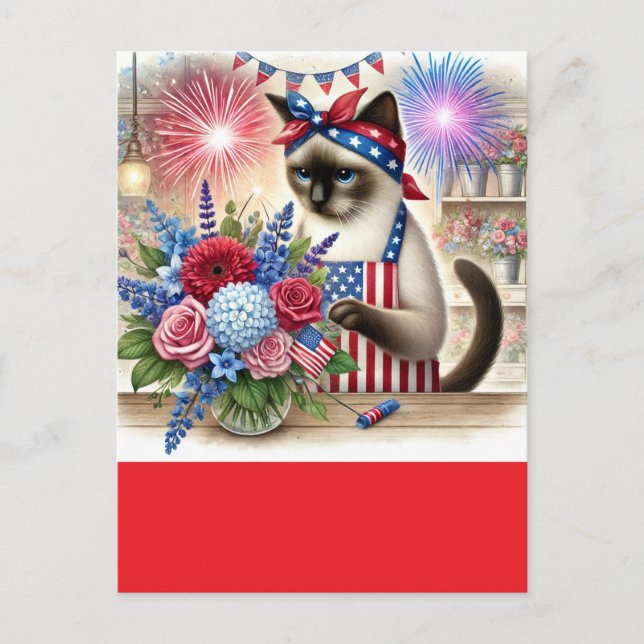 Postal CAT Lover Fiesta 4 de julio Día de la Independenci (Anverso)