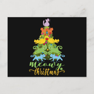 Postal Cat Lover Merry Meowy Navidad Tree Holiday Cat