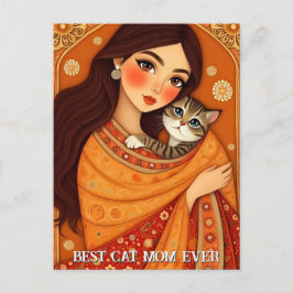 Postal Cat lover Mom Photo  orange