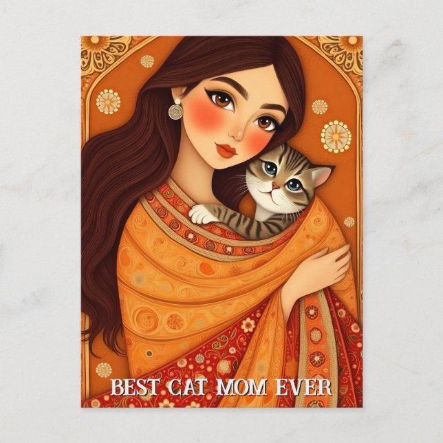 Postal Cat lover Mom Photo  orange (Anverso)