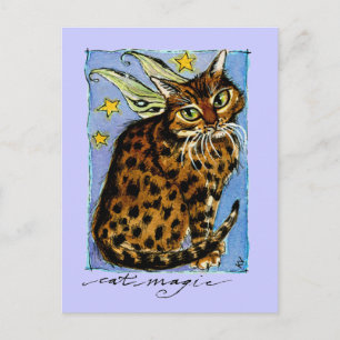 Postal Cat Magic Ocicat con alas de hadas