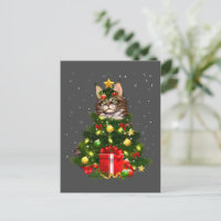 Cat Maine Coon Cat Xmas Tree Lights Cat Lover Ugly