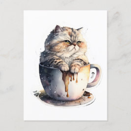 Postal Cat Miaw Cute Cat Coffee Lover