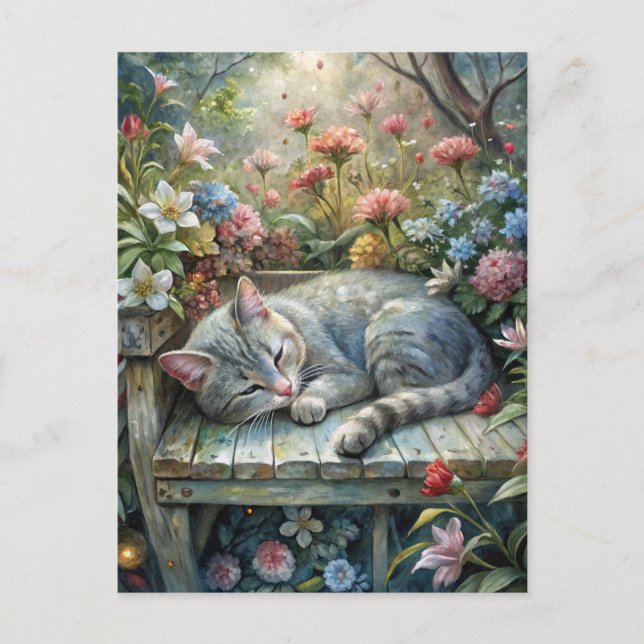 Postal Cat on Bench (Anverso)