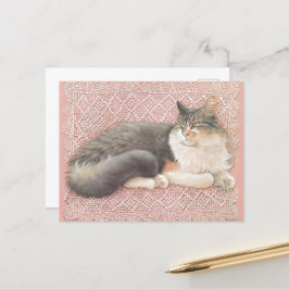 POSTAL CAT PAINTED POSTCARD