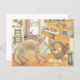 POSTAL CAT PAINTED POSTCARD