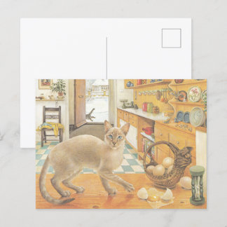 POSTAL CAT PAINTED POSTCARD