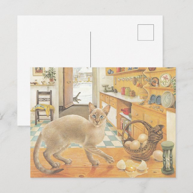 POSTAL CAT PAINTED POSTCARD (Anverso / Reverso)