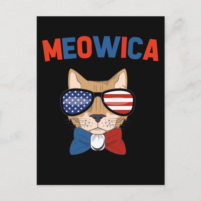 Postal Cat Patriotic Kitty America 4th of July (Anverso)