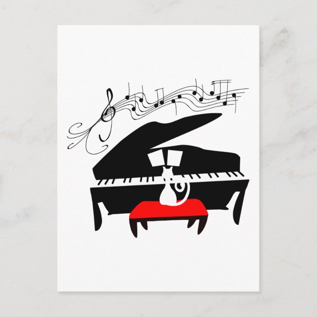 Postal Cat & Piano (Anverso)