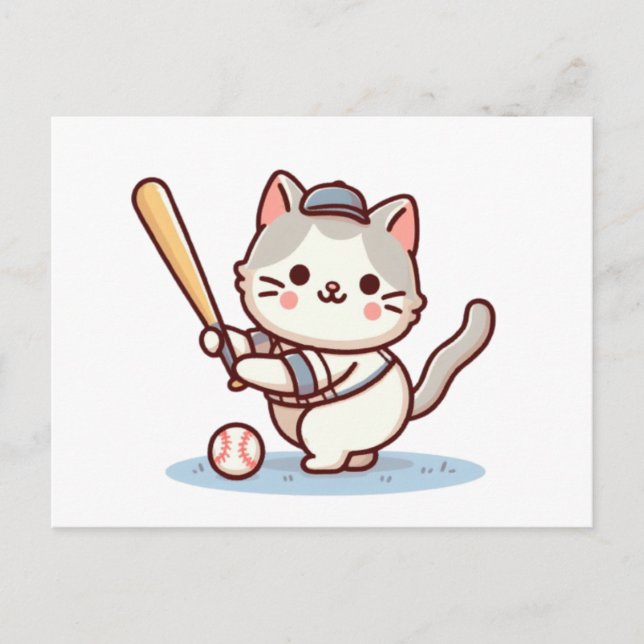 Postal Cat playing baseball (Anverso)