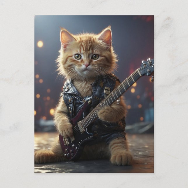 POSTAL CAT PLAYING GUITAR POSTCARD (Anverso)