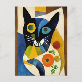 Postal Cat portrait in expressionistic style. Art