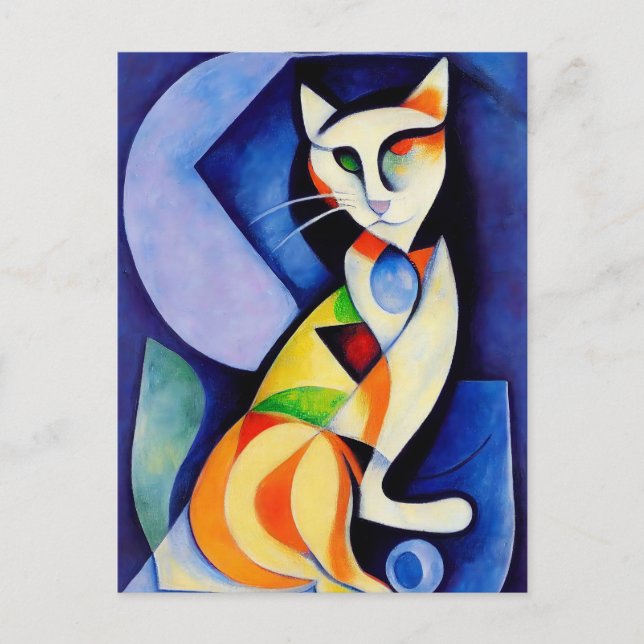 Postal Cat portrait in expressionistic style. Classic (Anverso)