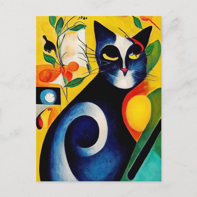 Postal Cat portrait in expressionistic style. Classic Art (Anverso)