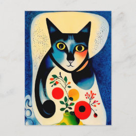 Postal Cat portrait in expressionistic style. Classic Art