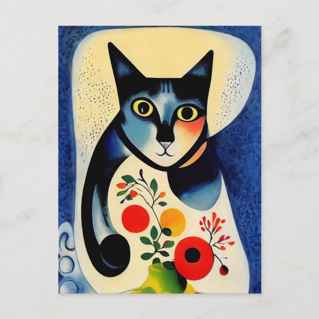 Postal Cat portrait in expressionistic style. Classic Art (Anverso)