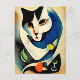 Postal Cat portrait in expressionistic style. Classic Art