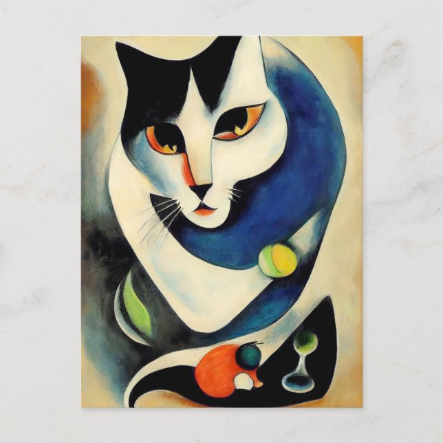 Postal Cat portrait in expressionistic style. Classic Art (Anverso)