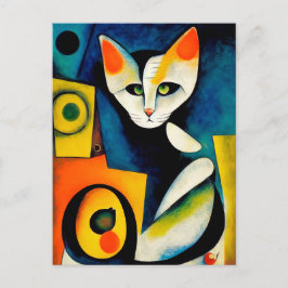 Postal Cat portrait in expressionistic style. Classic Art