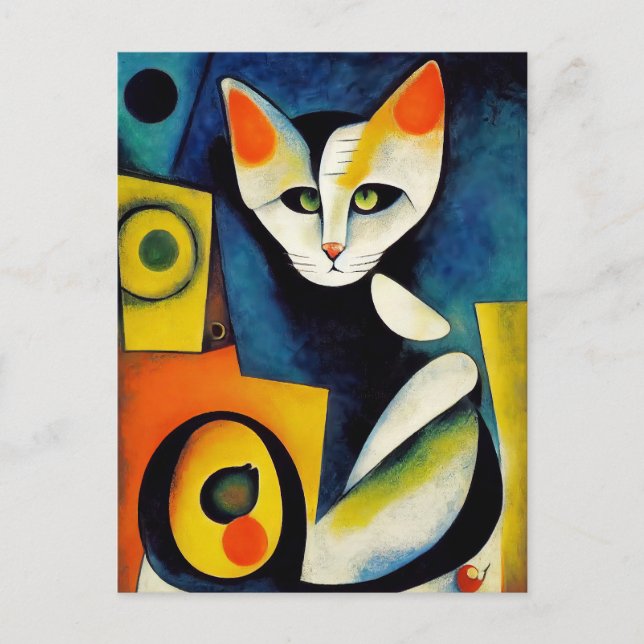 Postal Cat portrait in expressionistic style. Classic Art (Anverso)