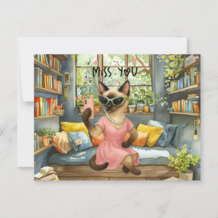 Postal Cat se hace selfie. Te extraño en su salón.