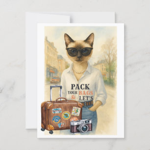 Postal Cat Travel Pack tu bolso e ir a Cat Lovers