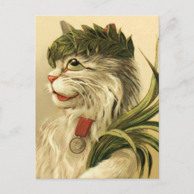 Postal Cat with Laurel Wreath by Maurice Boulanger (Anverso)