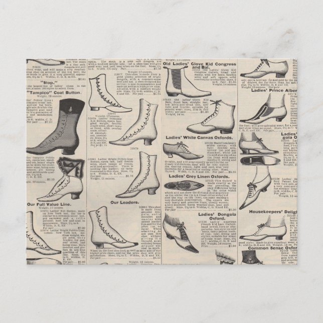 Postal Catálogo de zapatos de mujeres de la época - Moda  (Anverso)